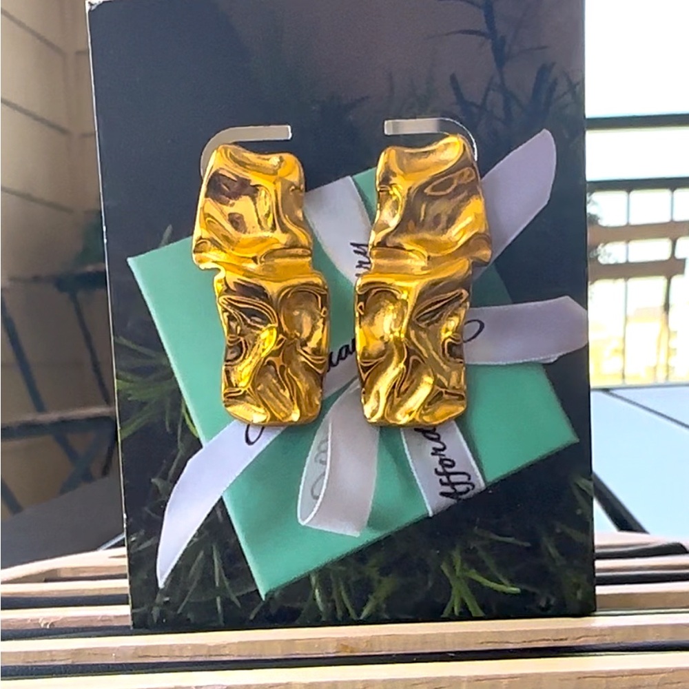Pleated Rectangular Earrings